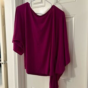 Wide neck loose drape top with waterfall sleeves